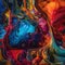 A close up of a colorful liquid painting. AI generative image.