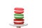 Close up on Colorful macaron cookies stacked on pedestal