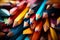 Close up colorful pencils background, macro shot of sharpeners