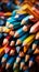 Close up colorful pencils background, macro shot of sharpeners