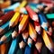 Close up colorful pencils background, macro shot of sharpeners