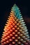 a close up of a colorful pine cone on a black background
