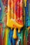 close-up of colorful popsicles melting