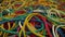 Close-up colorful ring shaped rubber bands background