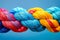 Close up of colorful ropes. Generative AI