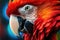 Close up of colorful scarlet macaw parrot