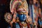 close-up of colorful statue of hindu deity in temple