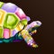 Close up colorful turtle pop art portrait isolated decoration