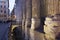 Close up of the columns of Hadrian Temple in Rome