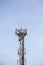 Close up communication tower top. Radio antenna Tower