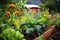 close-up of companion planting in a permaculture plot