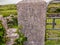 Close up of concrete post in the Irish countryside