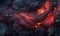 Close-up of cooled lava textures from a volcano. Created with AI