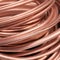 A close-up of a copper cable wire, electrical installation materiel