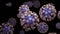 Close-up coronavirus type covid-19, h1n1, bird flu or swine flu move smoothly in fluid 3d representation of virus as