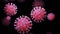 Close-up coronavirus type covid-19, h1n1, bird flu or swine flu move smoothly in fluid 3d representation of virus as