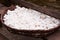 Close up of cotton balls drying in a basket