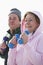 Close up of couple exercising with hand weights