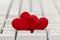 Close-up of couple red hearts on keyboard