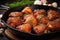 close-up of crispy fried chicken in a skillet