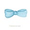 Close up Crochet light blue bow hand made concept on white background. Watercolor Hand drawn hobby Knitting and