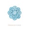 Close up Crochet light blue flower hand made concept on white background. Watercolor Hand drawn hobby Knitting and