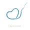 Close up Crochet light blue heart hand made concept on white background. Watercolor Hand drawn hobby Knitting and