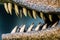 Close-up of a crocodile`s teeth