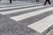 Close up of crosswalk road surface marking