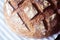 Close-up of crusty sourdough artisan bread