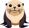 Close-up of a cute cartoon Sea Lions Icon.