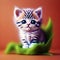 Close-up cute kittens sitting on the table,Generative AI