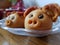 close up of cute piggy moon cakes