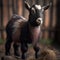 Close up of cute pygmy goat in barn, created using generative ai technology