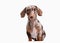 Close-up of Dachshund on white background