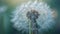 a close up of a dandelion flower with a blurry back dropper in the middle of the image and a blurry back dropper in the middle of