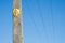 Close up of Danger sign on electricity pole