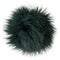 Close up of dark green rabbit fur pompom isolated on white background