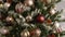 Close up of decorated christmas tree with festive lights