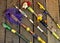 Close up with decorated magic wands on wooden planks, top view