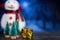 Close up decoration christmas tree and christmas gifts isolated on bokeh background