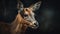 a close up of a deer\\\'s face with a black background