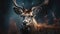 a close up of a deer\\\'s head with antlers