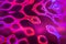 Close-up defocused purple holographic pattern with vivid colorful rings and loops.