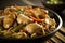 Close-up of Delectable Chicken Chow Mein, a Classic Chinese Dish