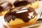 Close-Up of Delicious Boston Cream Donuts. Generative AI