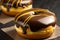 Close-Up of Delicious Boston Cream Donuts. Generative AI