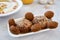 Close-up of delicious falafel in plate .