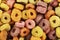 Close up on delicious fruit cereal loops flavorful.