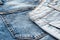 Close-up of the denim pockets, seams. Elements of denim clothing. Jeans background for sewing. Natural, durable denim fabrics